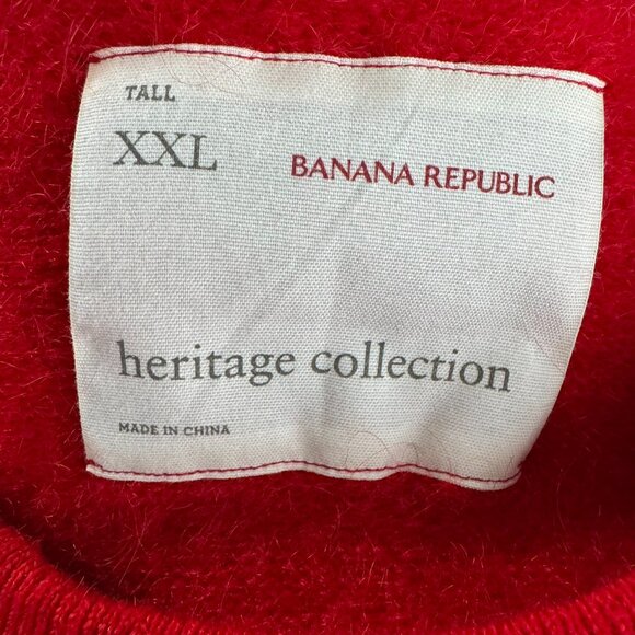 Banana Republic Heritage Sweater 2XLT Mohair Blend Red Black Striped FS-1484 - Picture 6 of 8